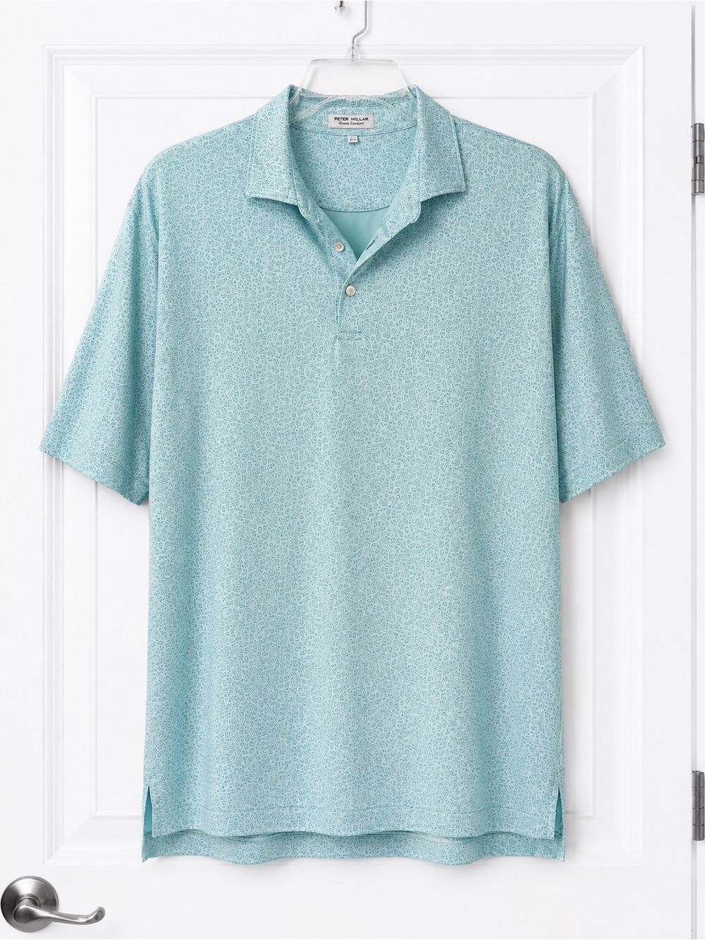 Peter Millar Light Aqua Micro-Print Polo